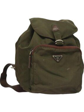 PRADA Backpack Nylon Khaki Silver